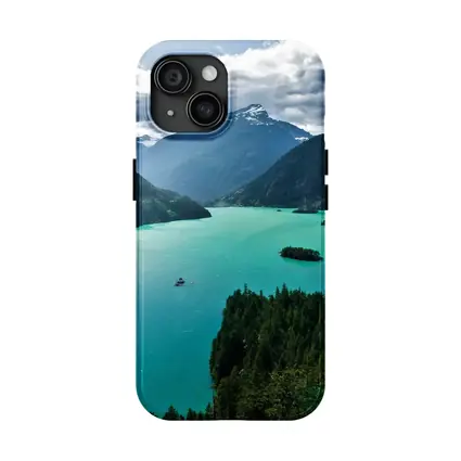 Turquoise Mountain Lake Forest Aerial View