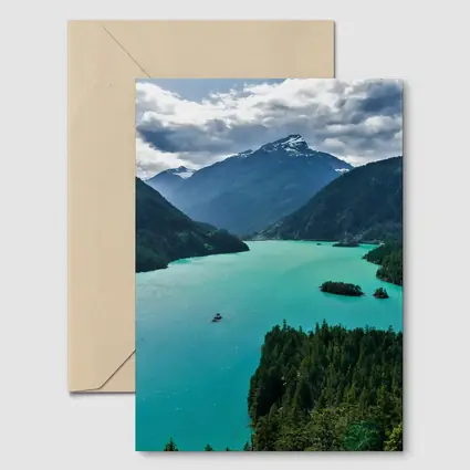 Turquoise Mountain Lake Forest Aerial View