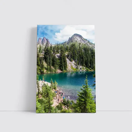 Alpine Lake Rocky Mountain Forest Hikers