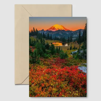 Mount Rainier Autumn Sunset Alpine Meadow