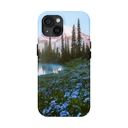 Mount Rainier Blue Wildflowers Alpine Lake