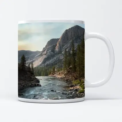 Mountain River Valley Pine Trees Landscape