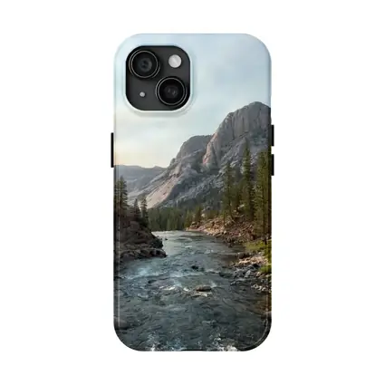 Mountain River Valley Pine Trees Landscape