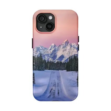 Snow Road Grand Teton Mountains Pink Sky