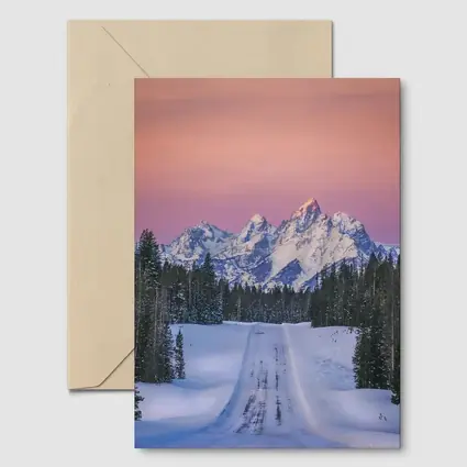Snow Road Grand Teton Mountains Pink Sky