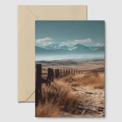 Golden Prairie Fields Snow Capped Mountains