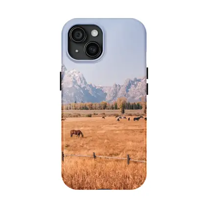 Horses Grazing Grand Teton Mountains Autumn