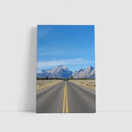 Open Road Leading to Grand Teton Mountains