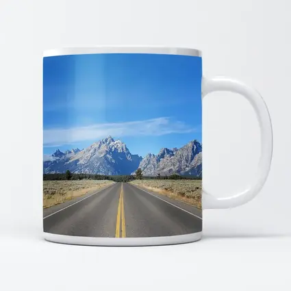 Open Road Leading to Grand Teton Mountains