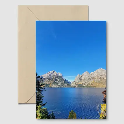 Grand Teton Mountains Blue Lake Autumn View