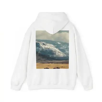Two Elephants Walking Snowy Mountain Plains