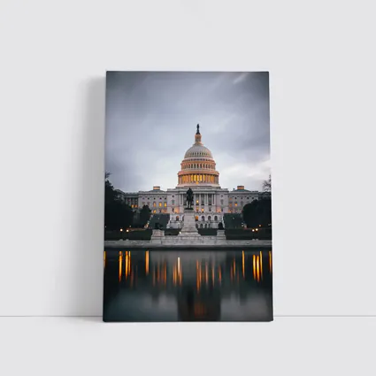 US Capitol Building Reflecting Pool Dusk Sky