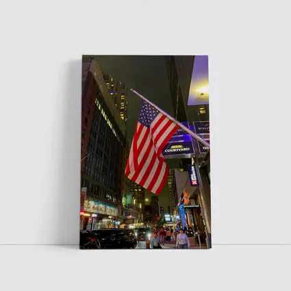 American Flag New York City Night Street