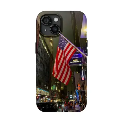 American Flag New York City Night Street