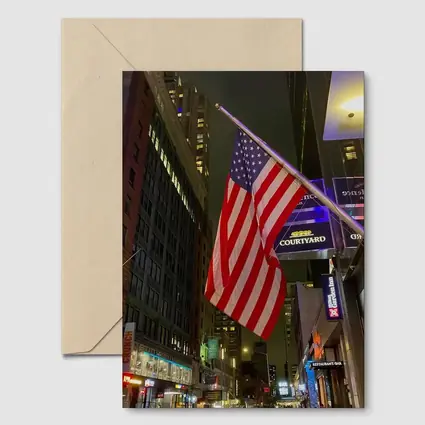 American Flag New York City Night Street