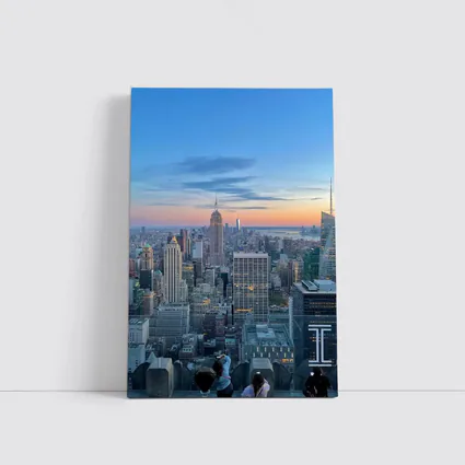 New York City Skyline Sunset Rooftop View
