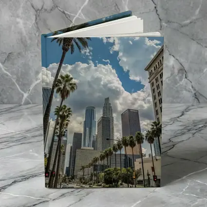 Los Angeles Downtown Skyline Palm Trees Street