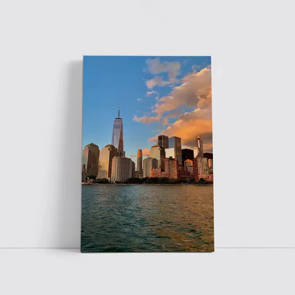 New York City Skyline Golden Sunset View