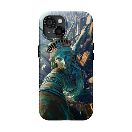 Statue of Liberty Selfie New York Skyline