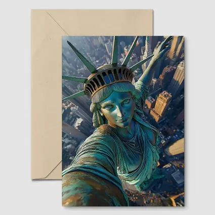 Statue of Liberty Selfie New York Skyline