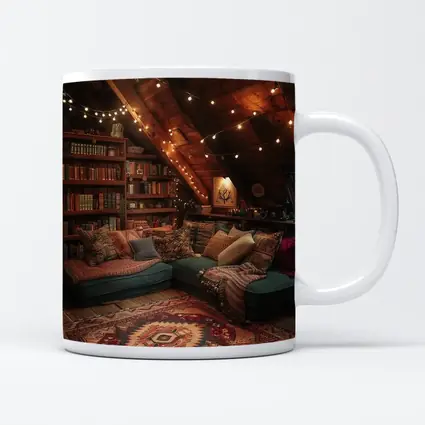 Cozy Bohemian Attic Reading Room String Lights