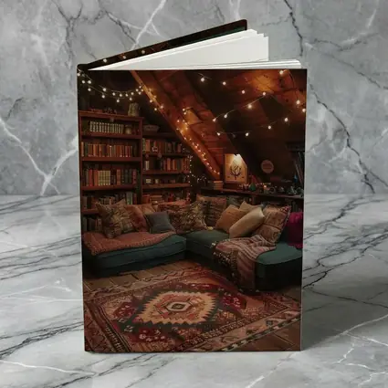Cozy Bohemian Attic Reading Room String Lights
