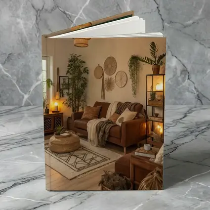 Boho Living Room Warm Brown Interior