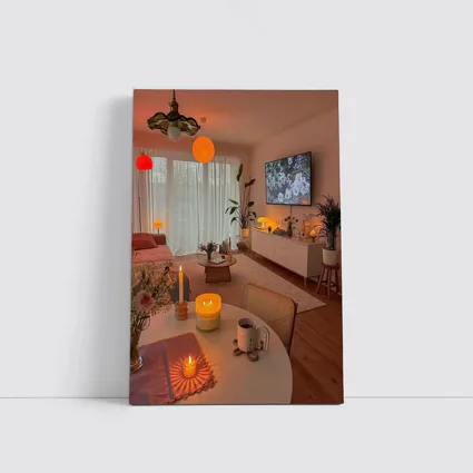 Cozy Living Room Warm Candlelight Evening Ambiance