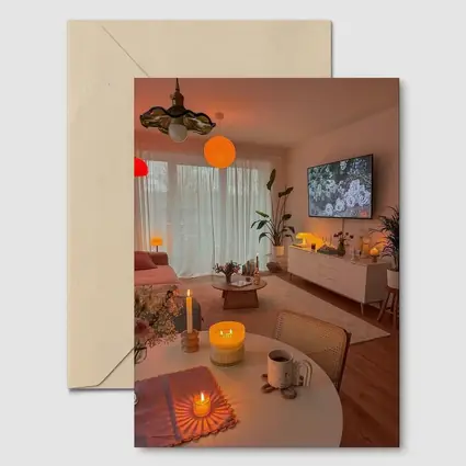 Cozy Living Room Warm Candlelight Evening Ambiance