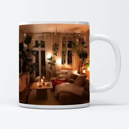 Cozy Boho Living Room Warm Candlelight Plants
