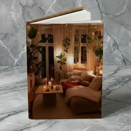 Cozy Boho Living Room Warm Candlelight Plants