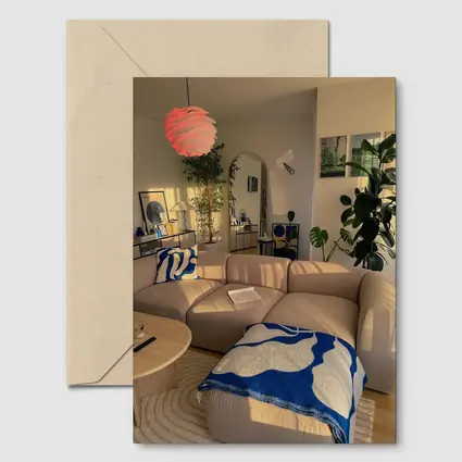 Cozy Modern Living Room Blue Accents