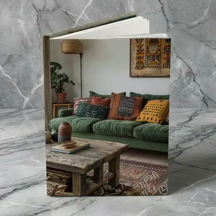 Boho Living Room Green Sofa Tribal Art