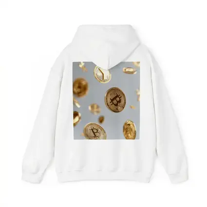 Gold Bitcoin Coins Falling White Background