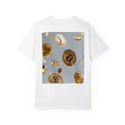 Gold Bitcoin Coins Falling White Background