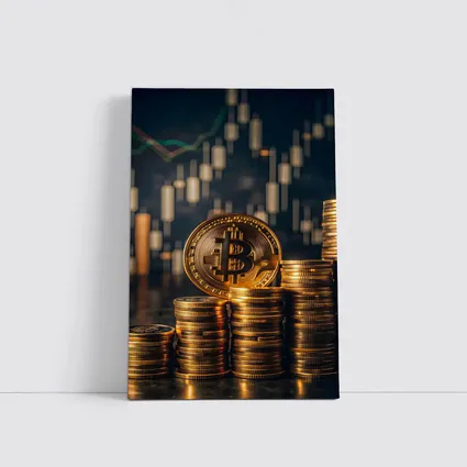 Bitcoin Gold Coin Stack Trading Chart