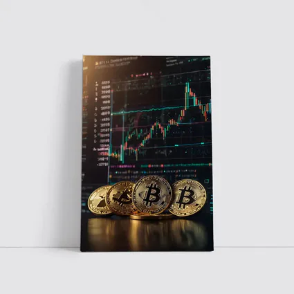Bitcoin Coins Trading Chart Dark Background