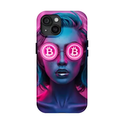Neon Bitcoin Woman Pink Cyberpunk Portrait