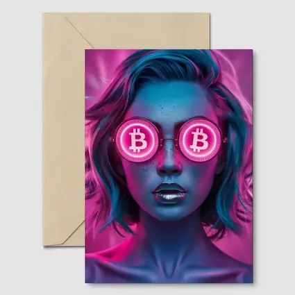 Neon Bitcoin Woman Pink Cyberpunk Portrait