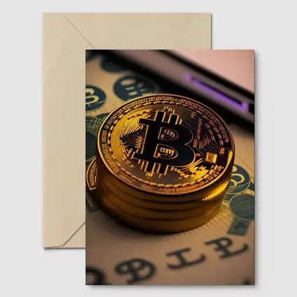 Bitcoin Gold Coins On Dollar Bills