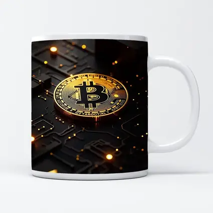 Bitcoin Gold Coin Dark Circuit Board