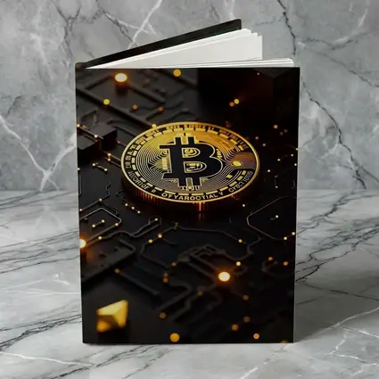 Bitcoin Gold Coin Dark Circuit Board