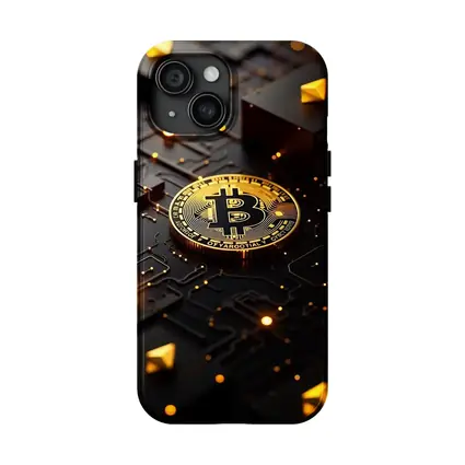 Bitcoin Gold Coin Dark Circuit Board