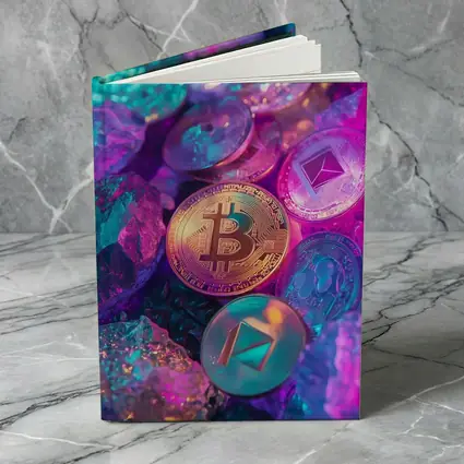 Bitcoin Ethereum Crypto Coins Neon Rocks