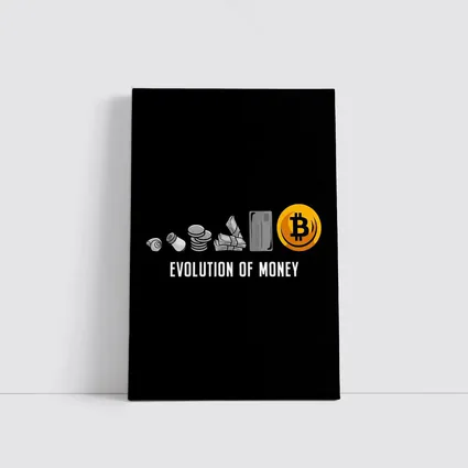 Evolution of Money Bitcoin Black Background
