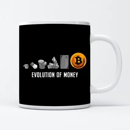 Evolution of Money Bitcoin Black Background