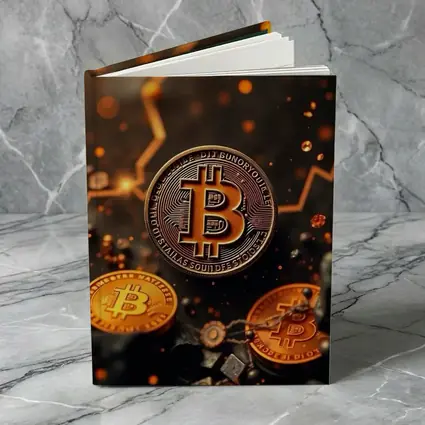 Bitcoin Gold Coins Dark Glowing Background