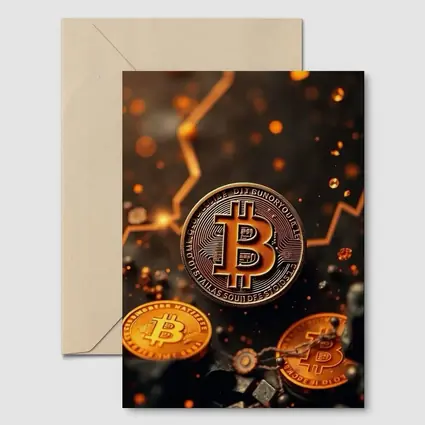 Bitcoin Gold Coins Dark Glowing Background