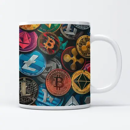 Cryptocurrency Coins Collection Colorful Digital Art