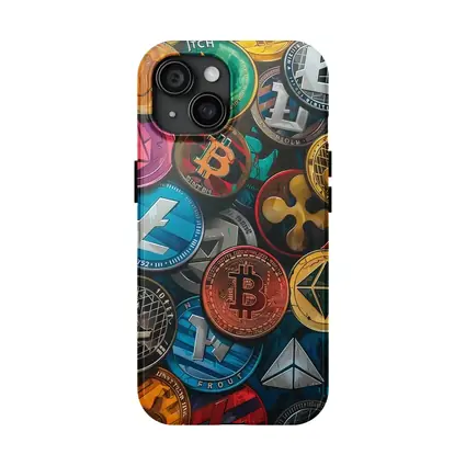 Cryptocurrency Coins Collection Colorful Digital Art